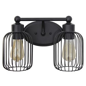 Lalia Home Ironhouse Two Light Industrial Decorative Cage Vanity Uplight Downlight Wall Mounted Fixture