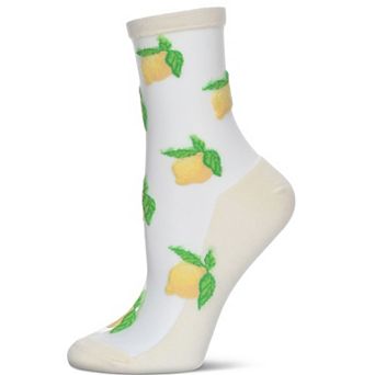 Women's Lemon Sheer Combed Cotton Crew Socks