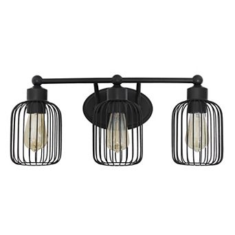Lalia Home Ironhouse Three Light Industrial Decorative Cage Vanity Uplight Downlight Wall Mounted Fixture
