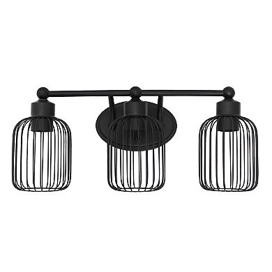 Lalia Home Ironhouse Three Light Industrial Decorative Cage Vanity Uplight Downlight Wall Mounted Fixture