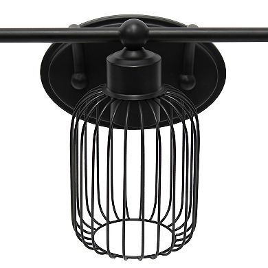 Lalia Home Ironhouse Three Light Industrial Decorative Cage Vanity Uplight Downlight Wall Mounted Fixture
