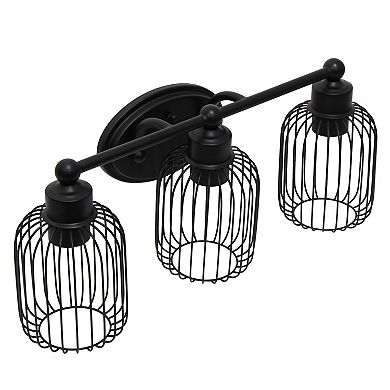 Lalia Home Ironhouse Three Light Industrial Decorative Cage Vanity Uplight Downlight Wall Mounted Fixture