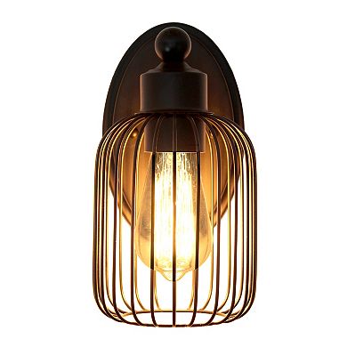 Lalia Home Ironhouse One Light Industrial Decorative Cage Wall Sconce Uplight Downlight Wall Mounted Fixture
