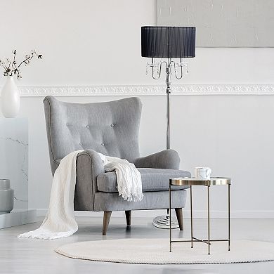 Lalia Home Glamorous Chrome Cascading Crystal Floor Lamp