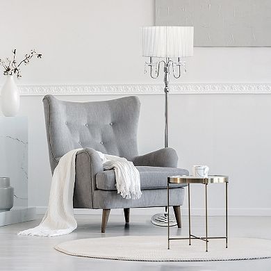 Lalia Home Glamorous Chrome Cascading Crystal Floor Lamp