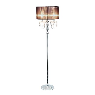 Lalia Home Glamorous Chrome Cascading Crystal Floor Lamp