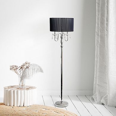 Lalia Home Glamorous Chrome Cascading Crystal Floor Lamp