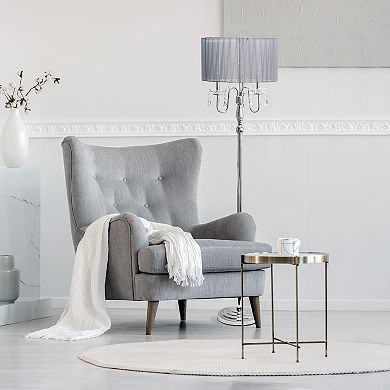 Lalia Home Glamorous Chrome Cascading Crystal Floor Lamp