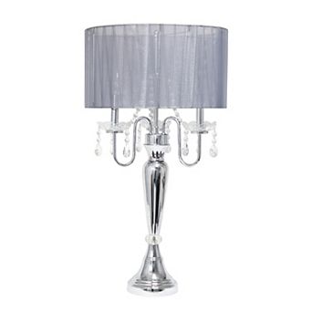 Lalia Home Chrome Cascading Crystal Table Lamp