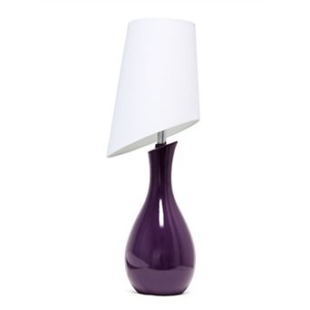 Lalia Home Contemporary Table Lamp with Slanted White Shade for Living Room