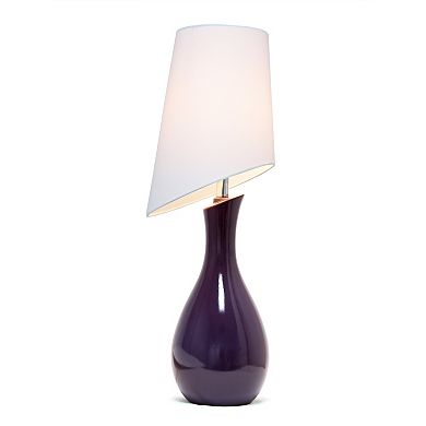 Lalia Home Contemporary Table Lamp with Slanted White Shade for Living Room