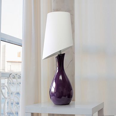Lalia Home Contemporary Table Lamp with Slanted White Shade for Living Room