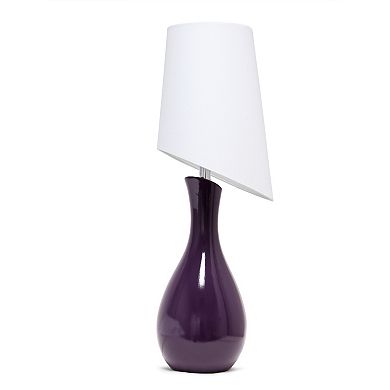 Lalia Home Contemporary Table Lamp with Slanted White Shade for Living Room