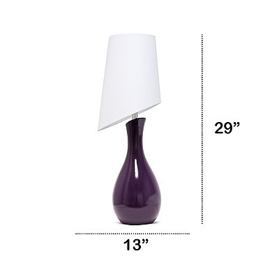 Lalia Home Contemporary Table Lamp with Slanted White Shade for Living Room