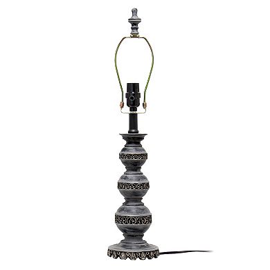 Lalia Home Elegant Embellished Table Lamp with Flower Adornment Linen Shade