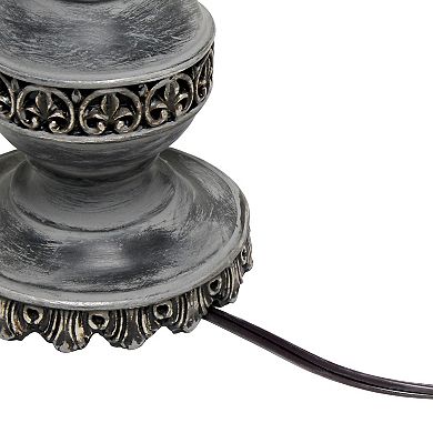 Lalia Home Elegant Embellished Table Lamp with Flower Adornment Linen Shade