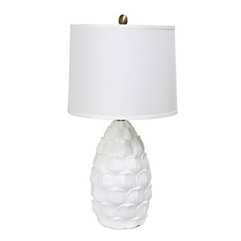 Lalia Home Coastal Seashell Traditional Table Lamp with White Shade