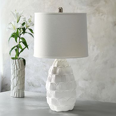 Lalia Home Coastal Seashell Traditional Table Lamp with White Shade