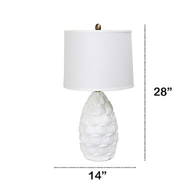 Lalia Home Coastal Seashell Traditional Table Lamp with White Shade