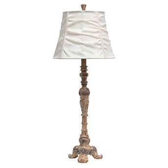 Lalia Home Vintage Embellished Table Lamp with Ruffled Cream Shade