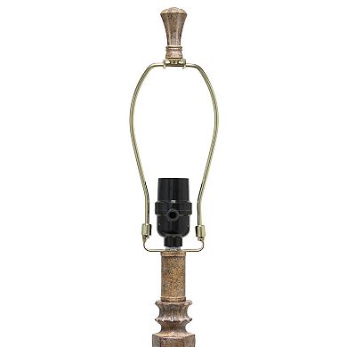 Lalia Home Vintage Embellished Table Lamp with Ruffled Cream Shade