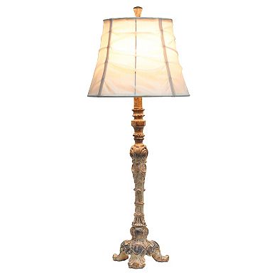 Lalia Home Vintage Embellished Table Lamp with Ruffled Cream Shade