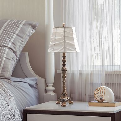 Lalia Home Vintage Embellished Table Lamp with Ruffled Cream Shade
