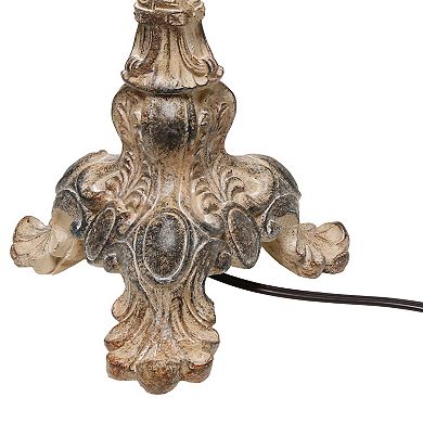 Lalia Home Vintage Embellished Table Lamp with Ruffled Cream Shade