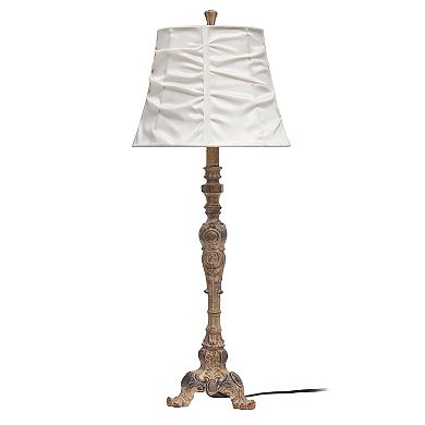 Lalia Home Vintage Embellished Table Lamp with Ruffled Cream Shade