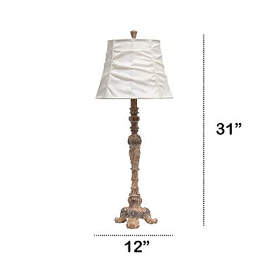 Lalia Home Vintage Embellished Table Lamp with Ruffled Cream Shade