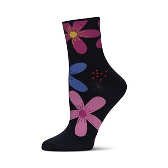 Women's Garden Floral Combed Cotton Crew Socks