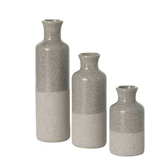 Two-Tone Gray Vases Table Decor 3 pc Set