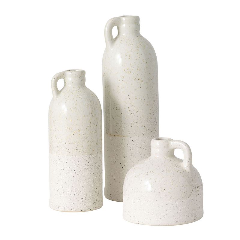Sullivans Set of 3 Ceramic Jug Vases 10 H  7.5 H & 4 H Off-White