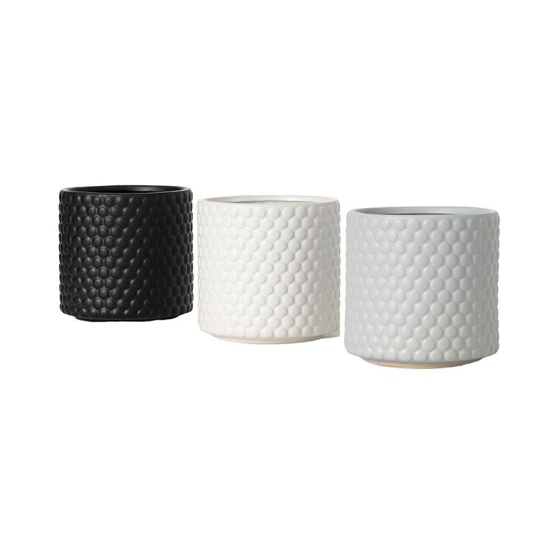 Sullivans Set of 3 Small Ceramic Planter Pots 6 H White  Blue & Black