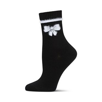 Women's Fuzzy Bow Cashmere Crew Socks