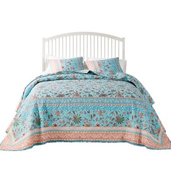Greenland Home Fashions Audrey Turquoise Bedspread Set