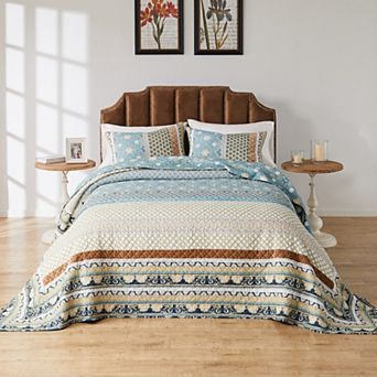Greenland Home Fashions Thalia Blue Bedspread Set