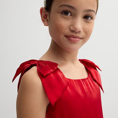 Rewind 7-16 Bow Sleeve Midi Holiday Dress