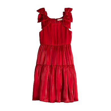 Rewind 7-16 Bow Sleeve Midi Holiday Dress