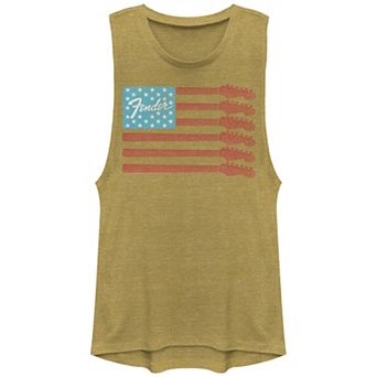 Juniors' Fender Guitar USA Flag Graphic Tank Top