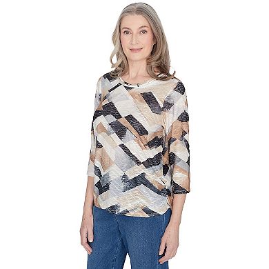 Petite Alfred Dunner Abstract Chevron Top
