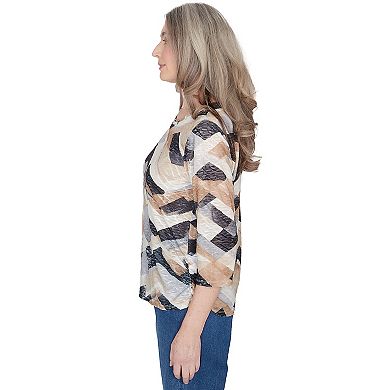 Petite Alfred Dunner Abstract Chevron Top