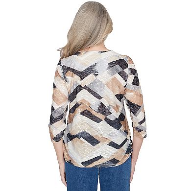 Petite Alfred Dunner Abstract Chevron Top