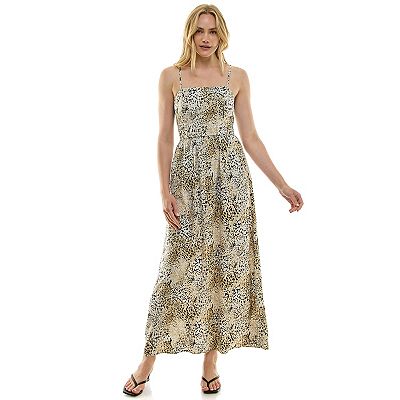 Juniors Lily Rose Animal Print Square Neck Maxi Dress