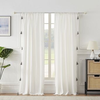 Greenland Home Fashions Monterrey Antique White Set of 2 Window Curtain Panels