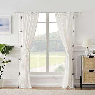 Greenland Home Fashions Monterrey Antique White Set of 2 Window Curtain Panels