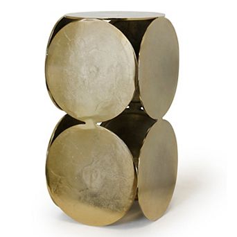 Champagne Aluminum Disk Sculpted Chair Side Table