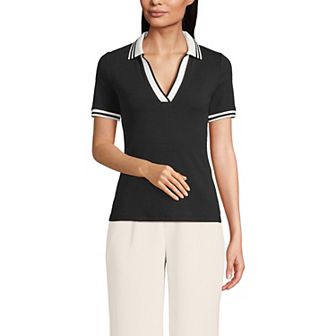 Women's Lands' End V-Neck Short Sleeve Polo