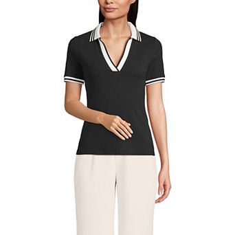 Women's Lands' End V-Neck Short Sleeve Polo