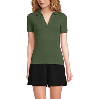 Women's Lands' End V-Neck Short Sleeve Polo
